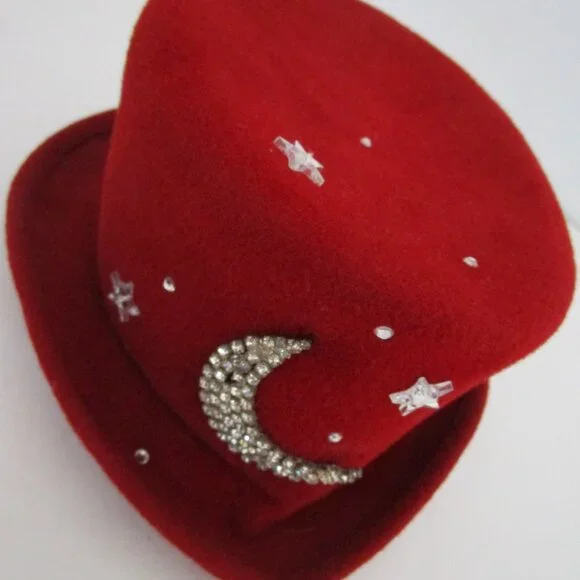 Rhinestone Stars Moon Felt Mini Top Hat Art Deco Derby Church Rhinestone Mini Top Hat - Etsy UK main image 4